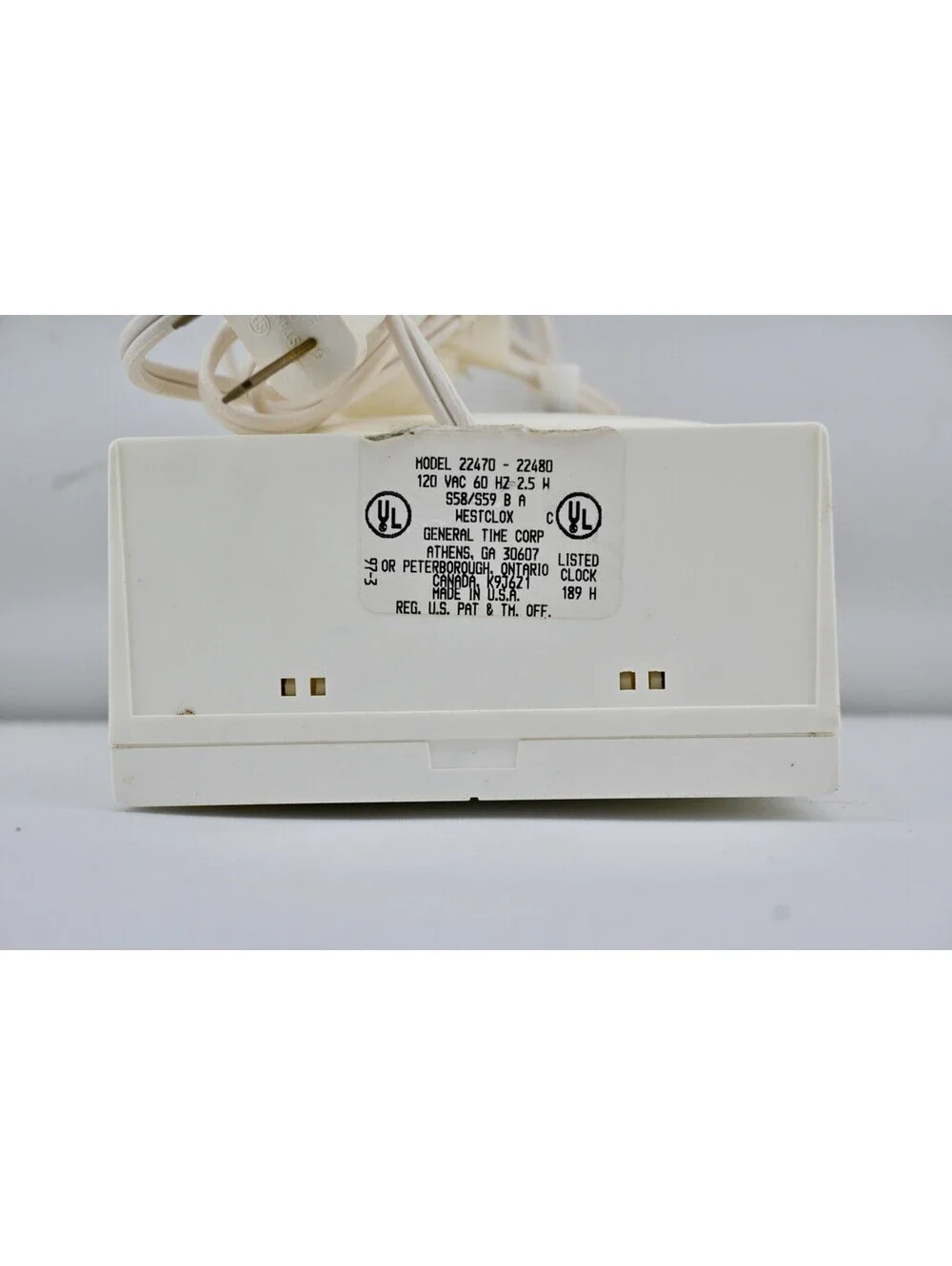 VNTG WESTCLOX Alarm Corded Clock. GREAT Condition!! Neon numbers glow at night!